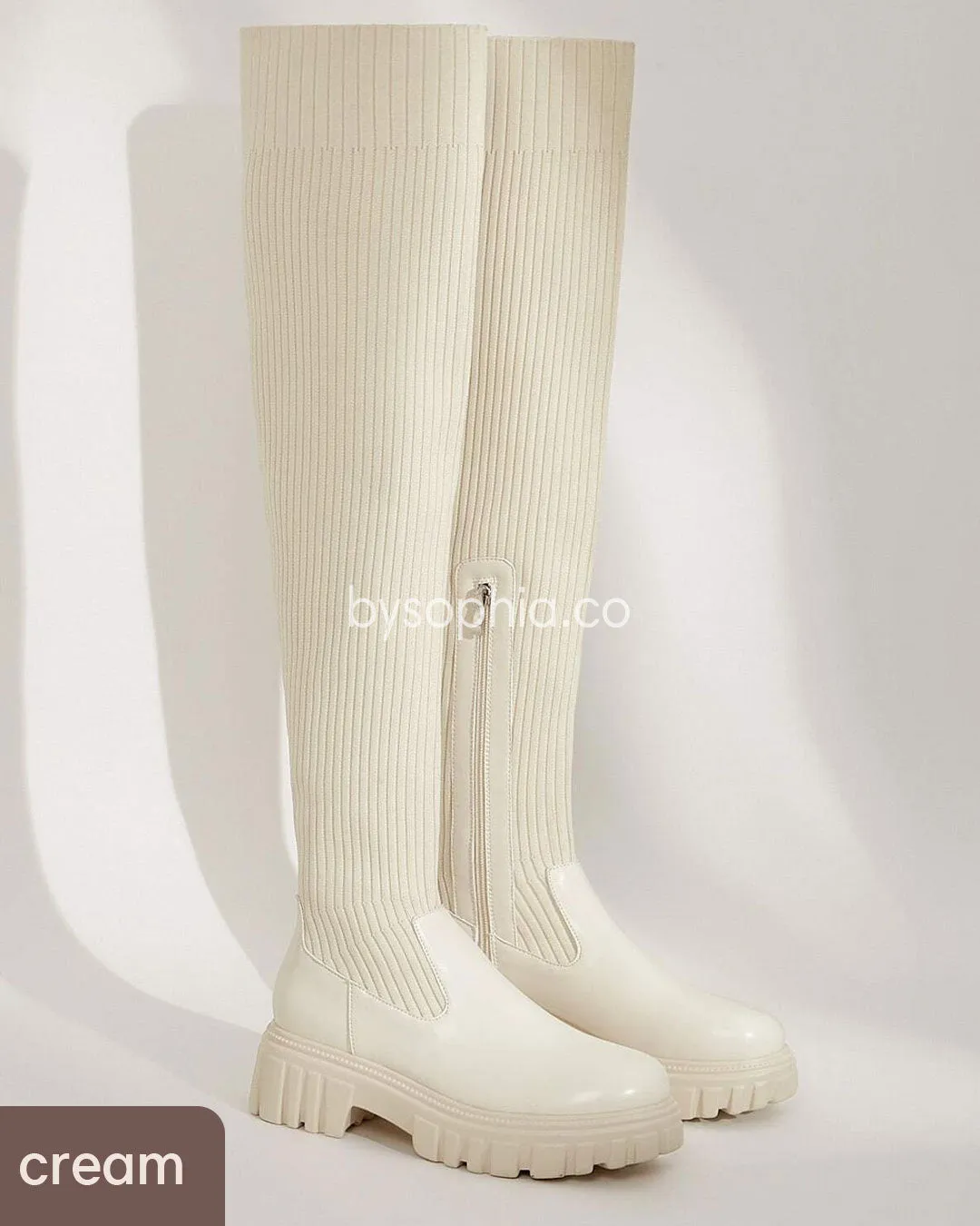 Ava Thigh High Stretch Knit Boots
