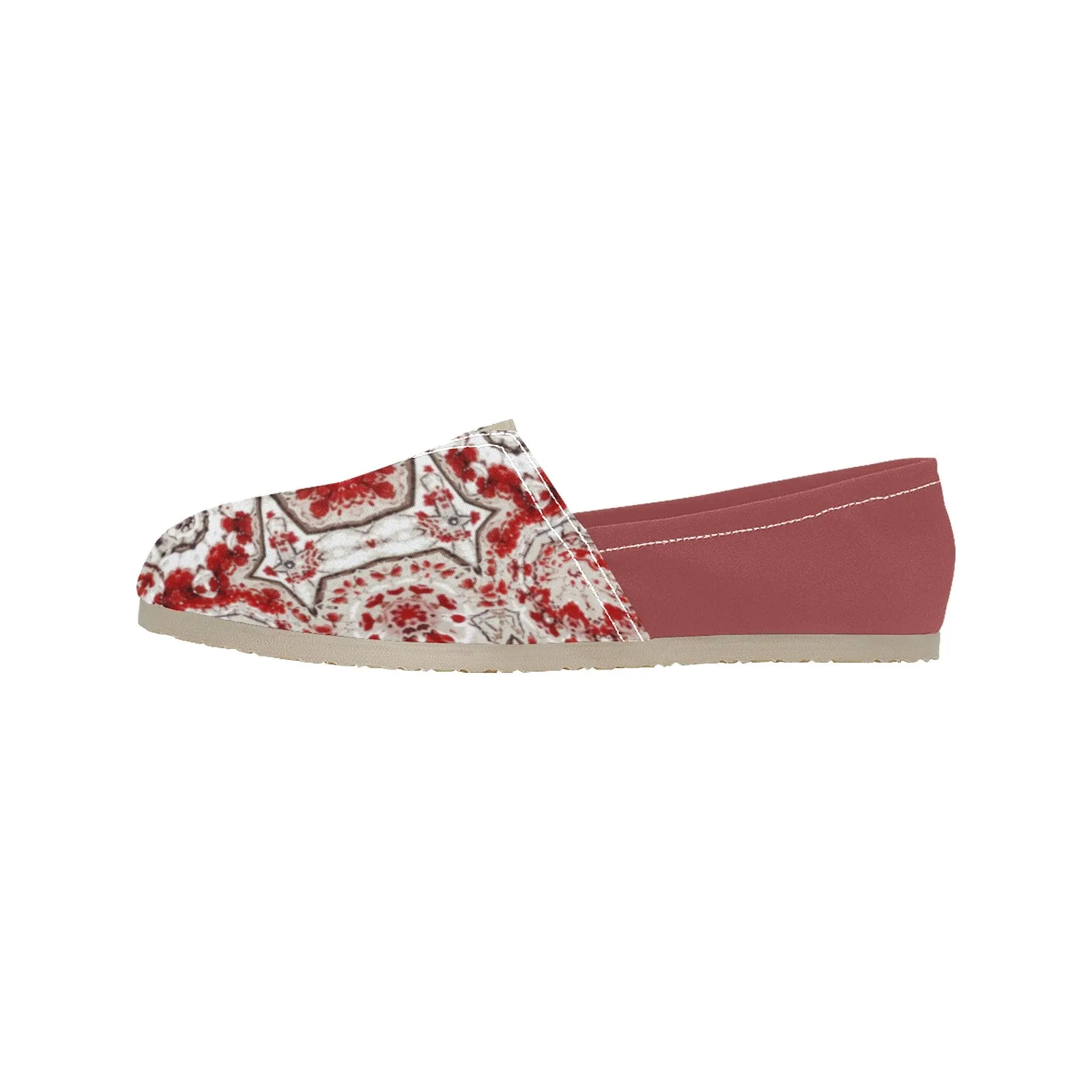 Espadrilles Canvas Frosty Buffalo Berries Red and White Geometric Two Tone
