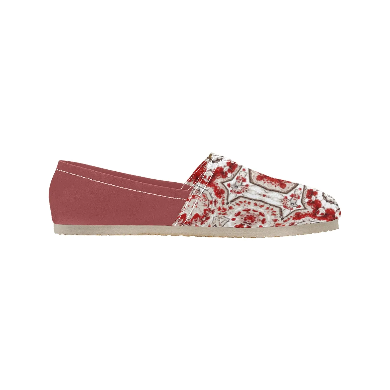 Espadrilles Canvas Frosty Buffalo Berries Red and White Geometric Two Tone