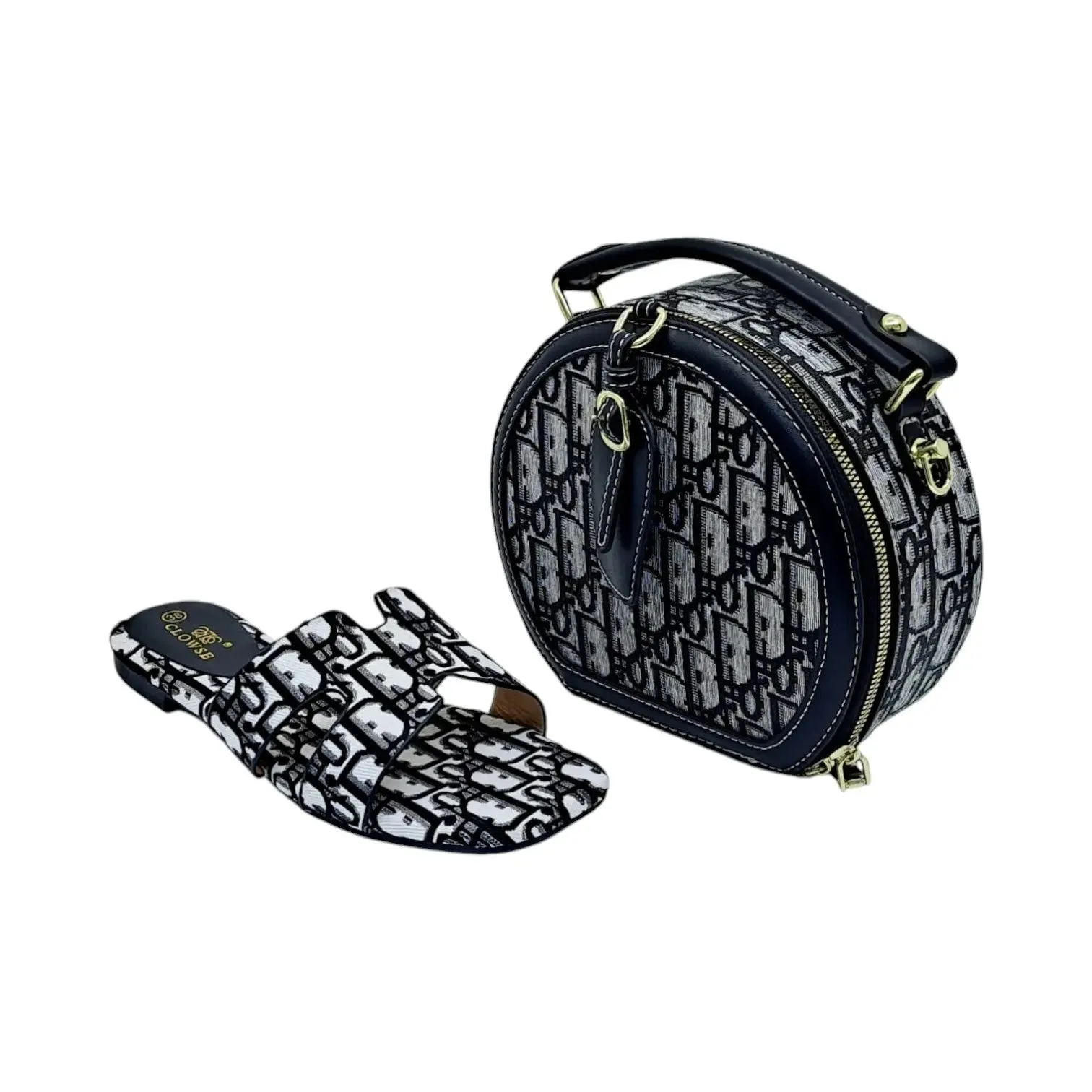 Monogram Sandal and Round Mini Handbag Set