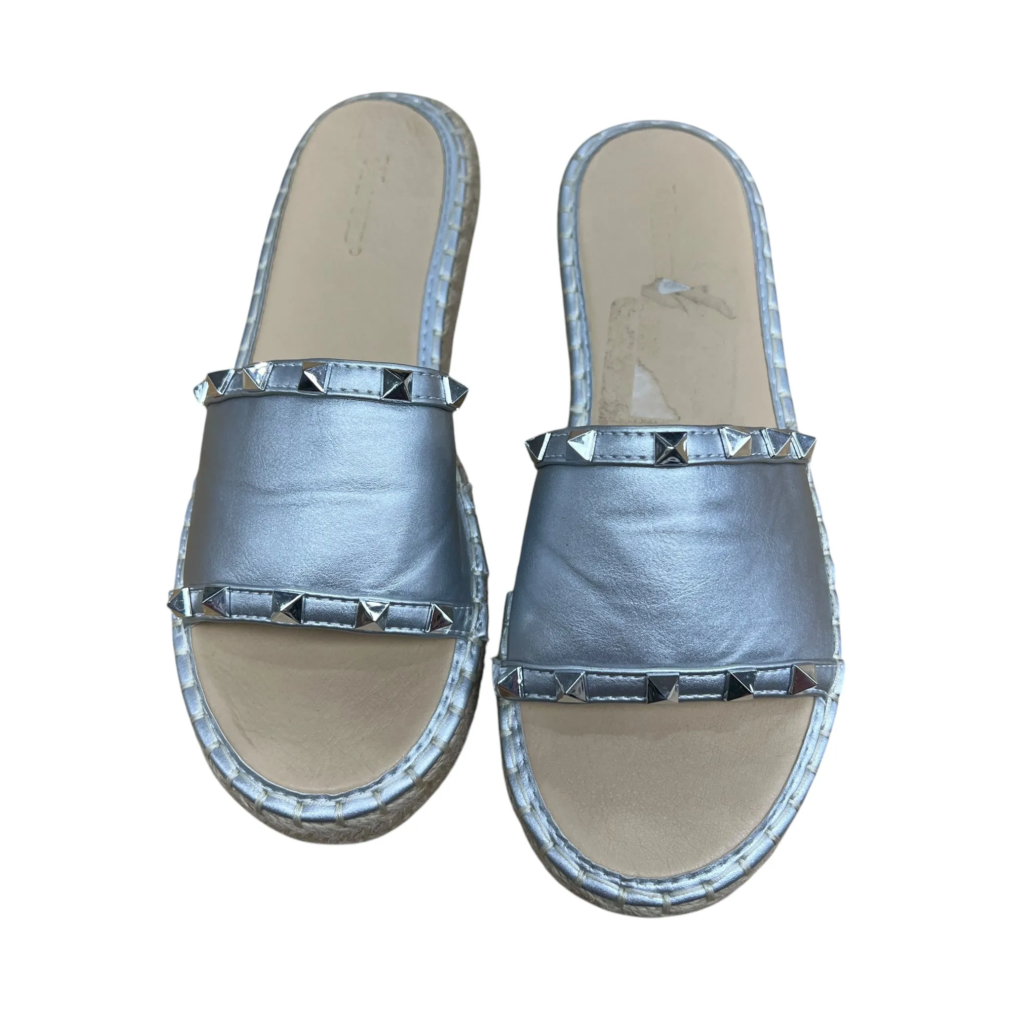 Sandals Flats By Wanted In Silver, Size:7