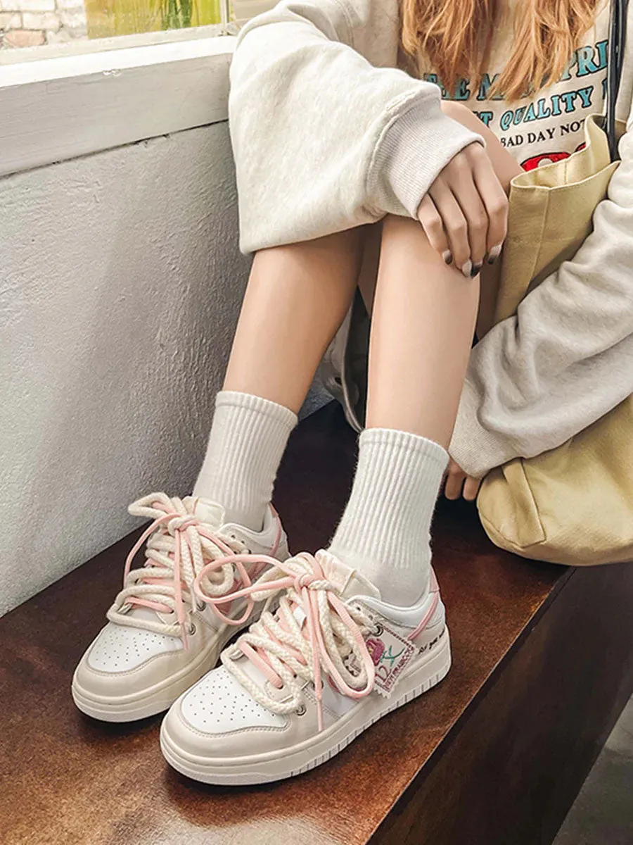 Sneakerhill Versatile Rose Stamp Print Board Casual Shoes - 1615