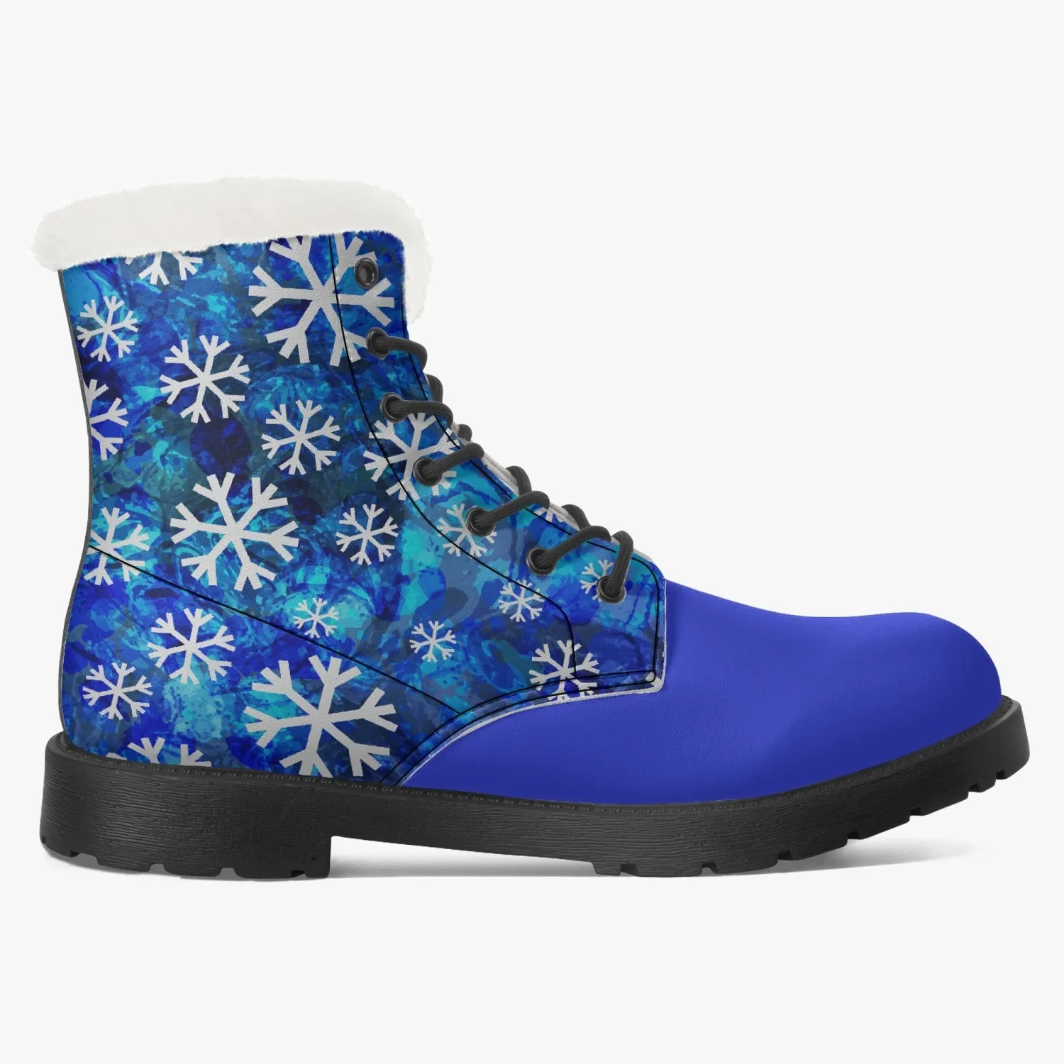 Snowflake Faux Fur Leather Boots