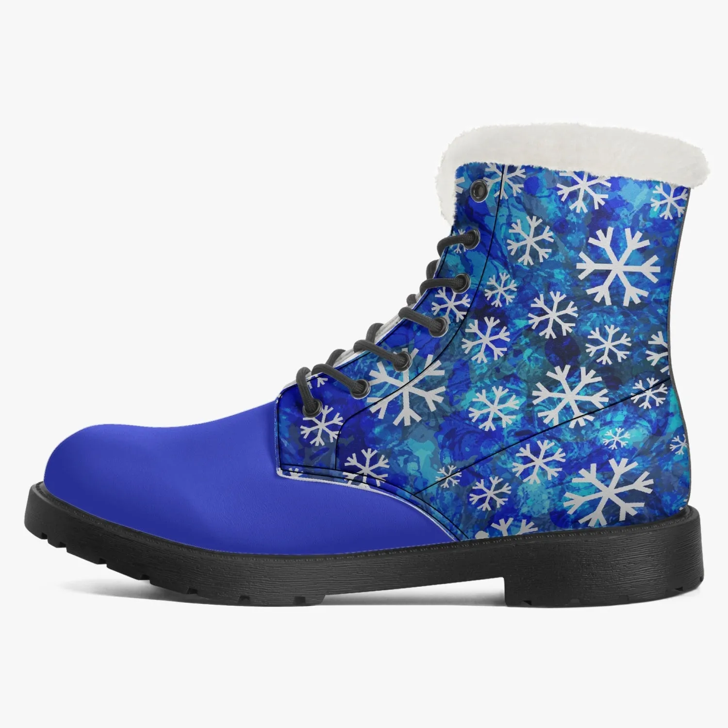 Snowflake Faux Fur Leather Boots