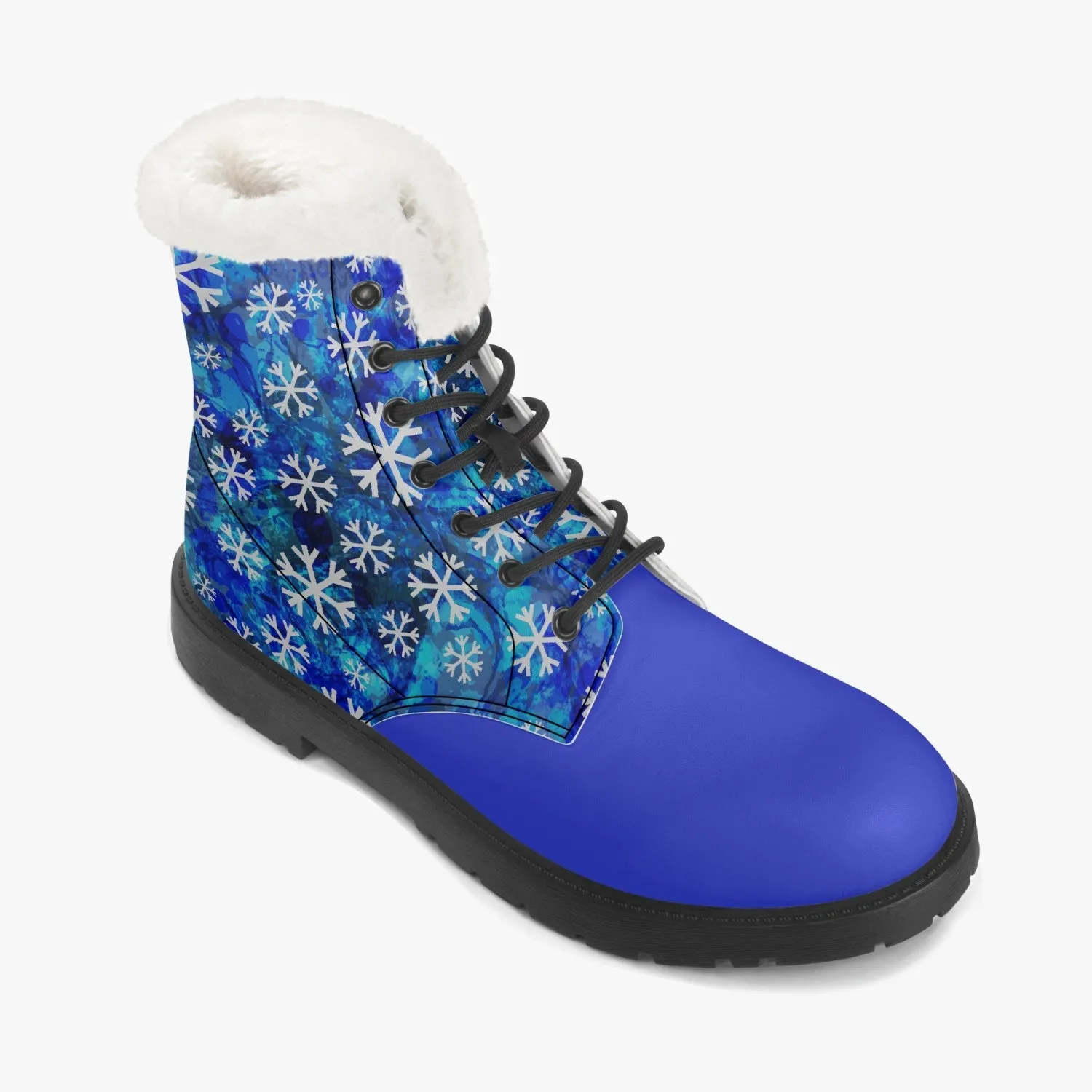 Snowflake Faux Fur Leather Boots