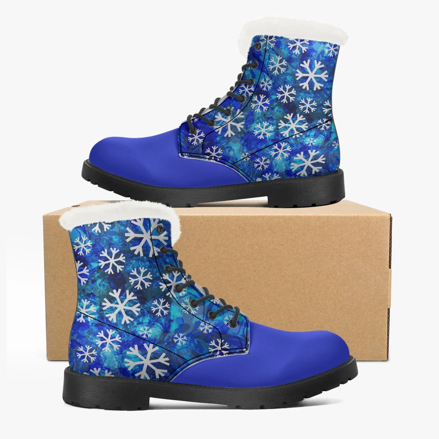 Snowflake Faux Fur Leather Boots