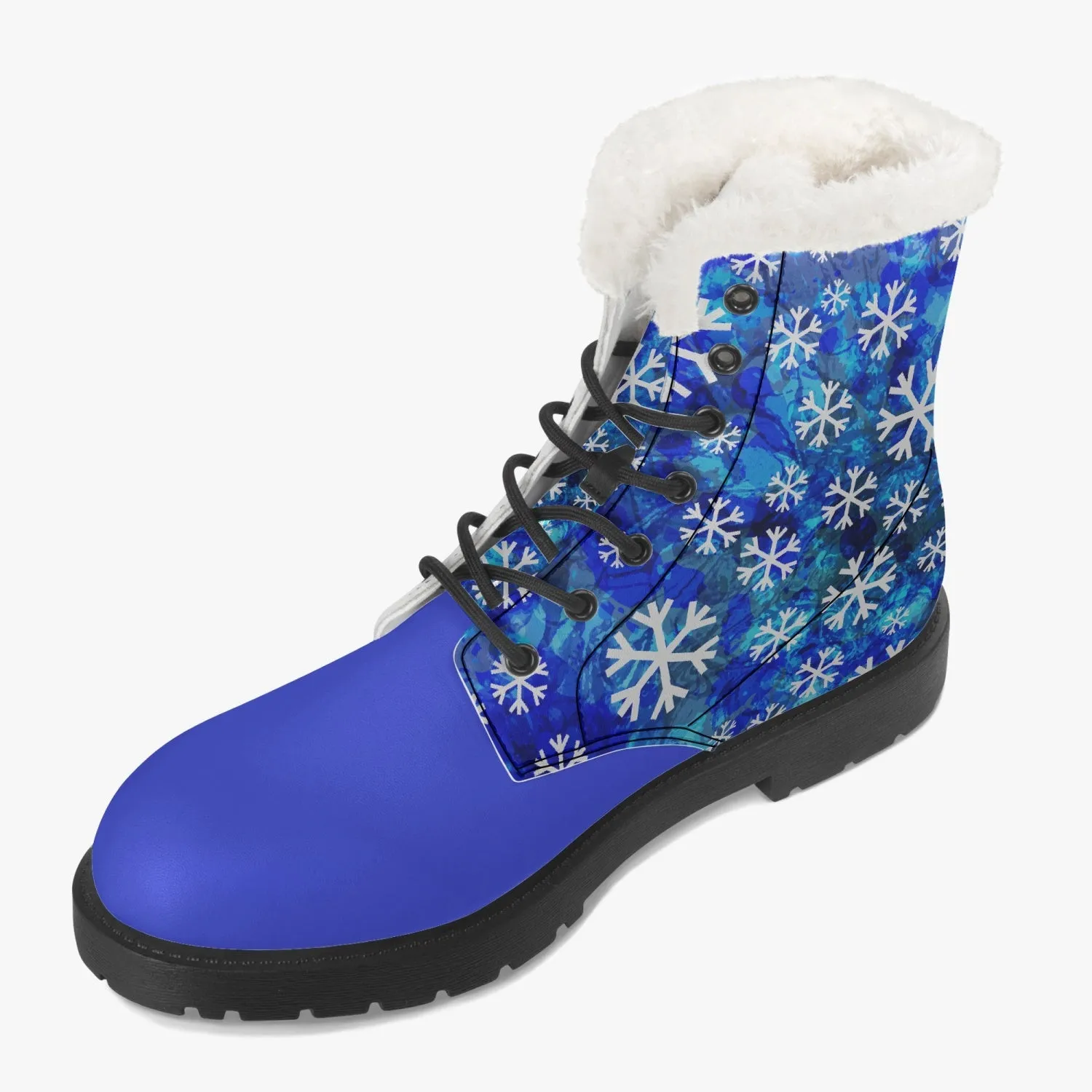 Snowflake Faux Fur Leather Boots