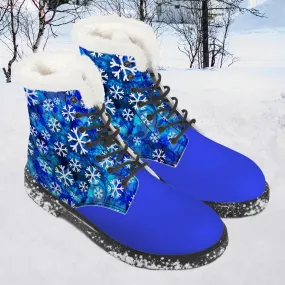 Snowflake Faux Fur Leather Boots