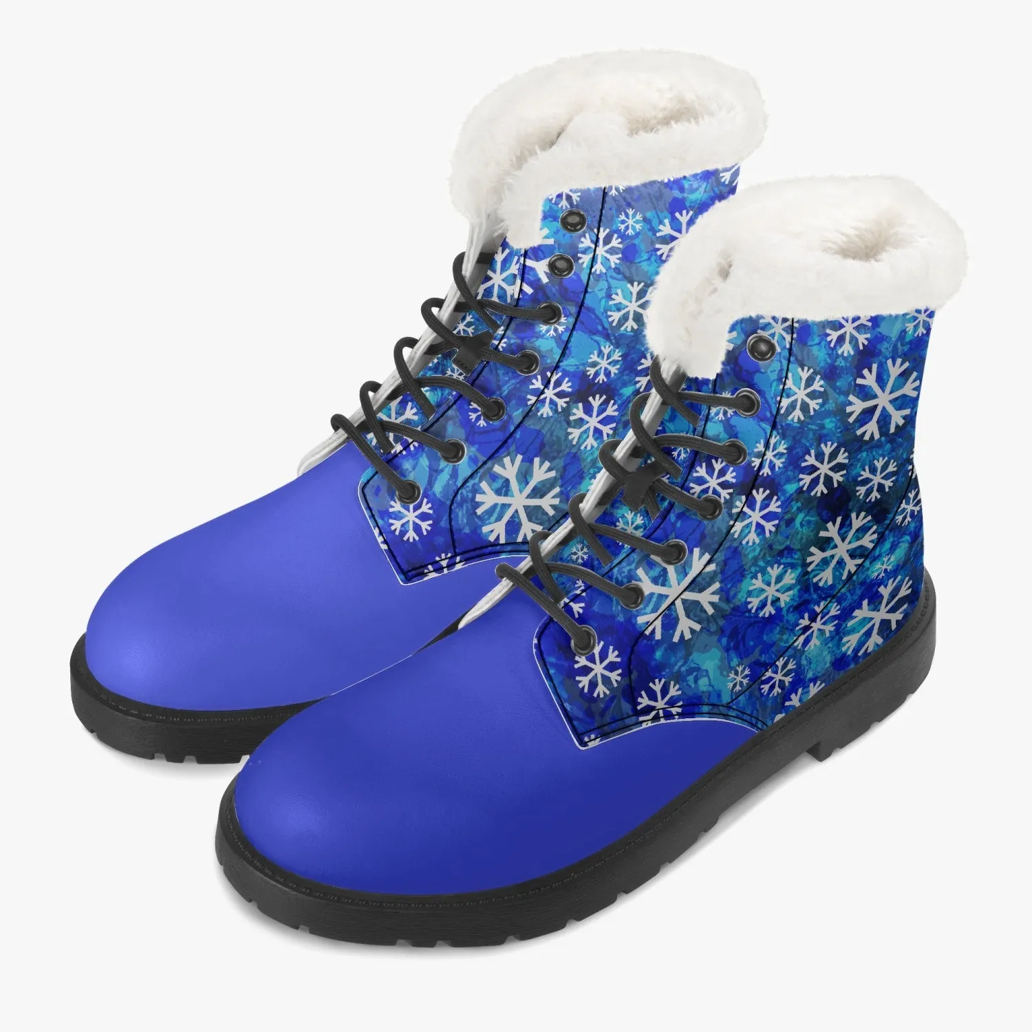 Snowflake Faux Fur Leather Boots