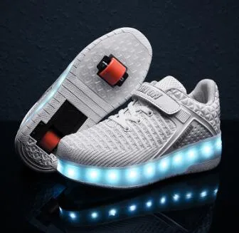 USB Charging Children Roller Skate Casual Shoes Boys Girl Automatic Jazzy LED Lighted Flashing Kids Glowing Sneakers with Wheels