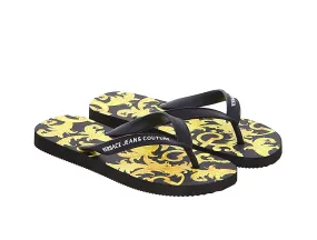 Versace Jeans Couture Black/Gold  Signature Print Flip Flop-